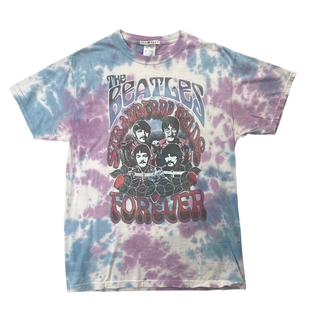 Junk Food The BEATLES Strawberry Fields Forever Tie Dye Graphic T-Shirt Top Sz M